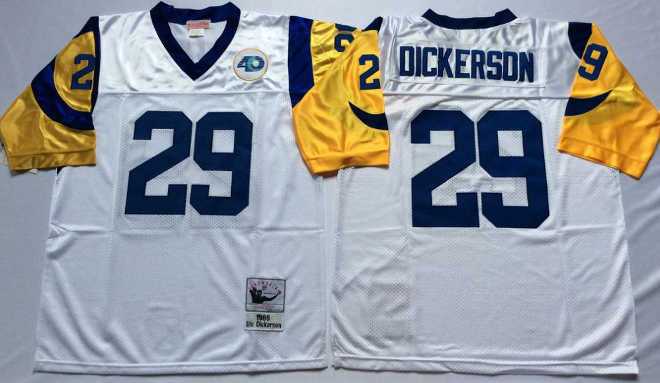 Men NFL Los Angeles Rams 29 Dickerson white Mitchell Ness jerseys